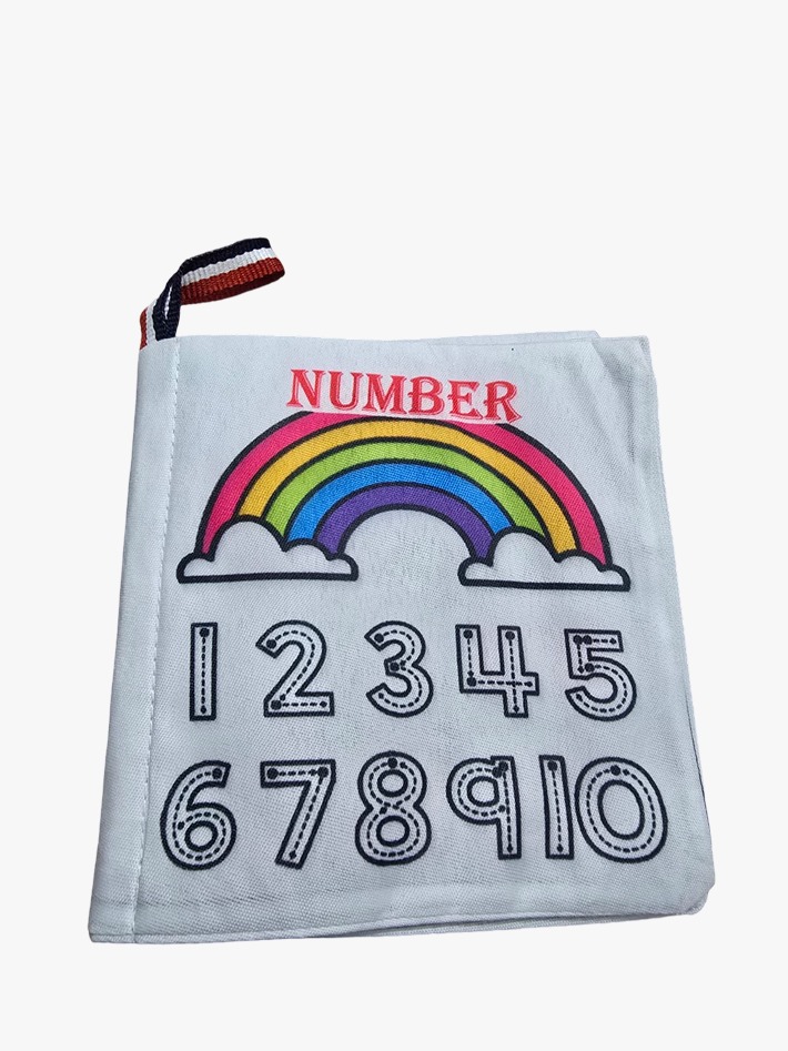 সংখ্যা (Number) — AARISH কাপড়ের বই, ১২ পাতা; রংধনুর নিচে ১ থেকে ১০